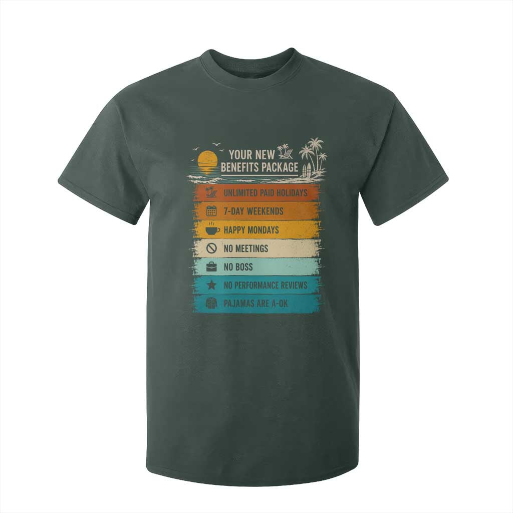 Funny Retirement Gift T Shirt For Kid New Benefits Package Retro Retired 2026 TS10 Dark Forest Green Print Your Wear