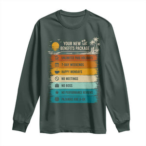 Funny Retirement Gift Long Sleeve Shirt New Benefits Package Retro Retired 2026 TS10 Dark Forest Green Print Your Wear