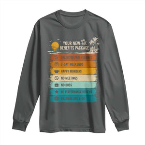 Funny Retirement Gift Long Sleeve Shirt New Benefits Package Retro Retired 2026 TS10 Dark Heather Print Your Wear