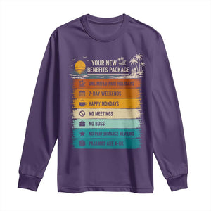 Funny Retirement Gift Long Sleeve Shirt New Benefits Package Retro Retired 2026 TS10 Purple Print Your Wear