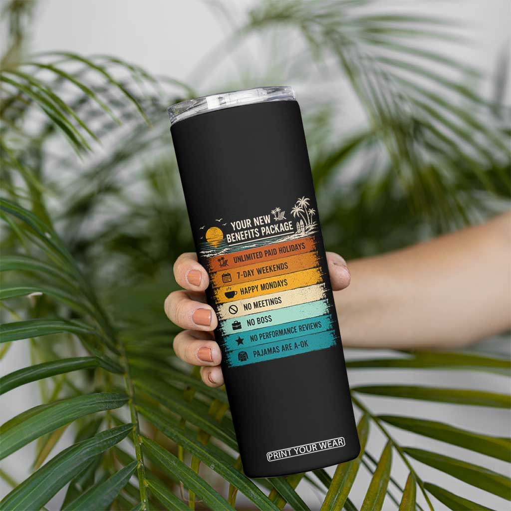 Funny Retirement Gift Skinny Tumbler New Benefits Package Retro Retired 2026 TS10 Print Your Wear