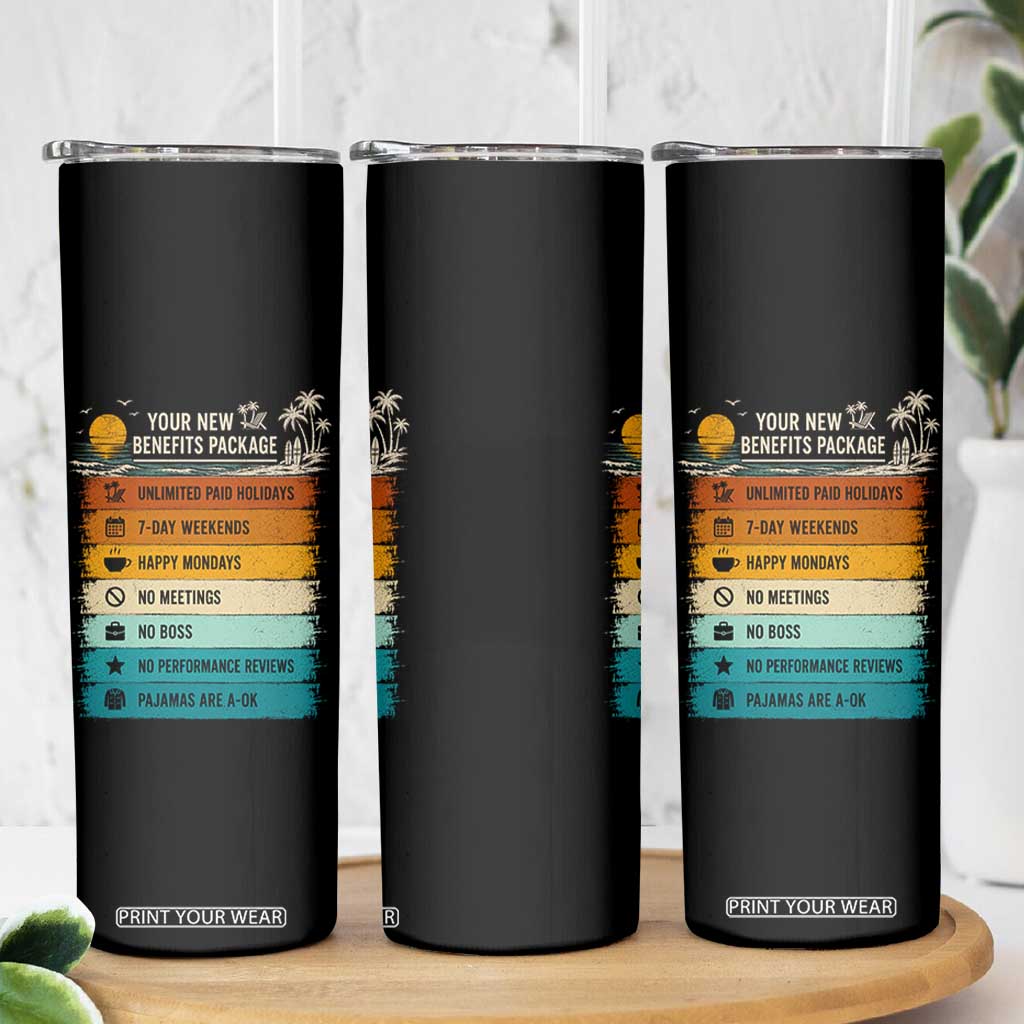 Funny Retirement Gift Skinny Tumbler New Benefits Package Retro Retired 2026 TS10 Print Your Wear