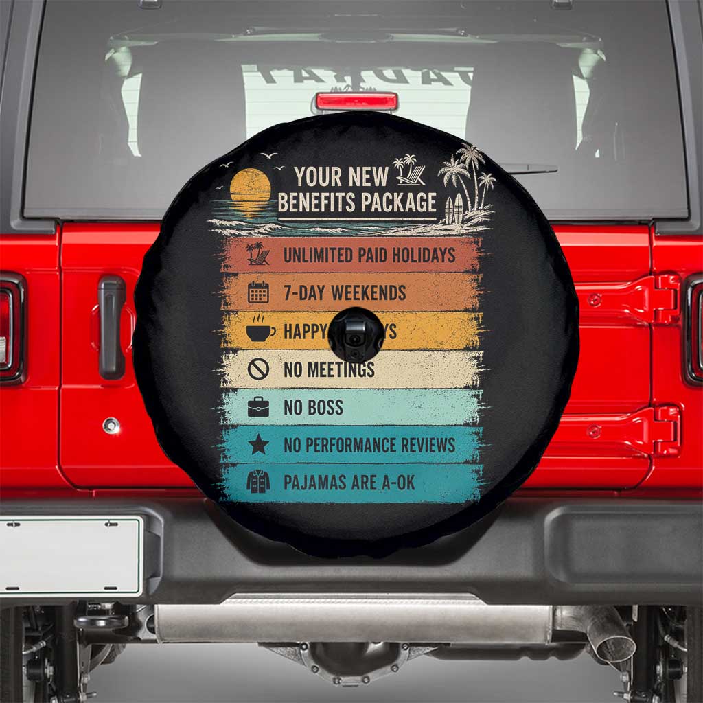 Funny Retirement Gift Spare Tire Cover New Benefits Package Retro Retired 2026 TS10 Black Print Your Wear