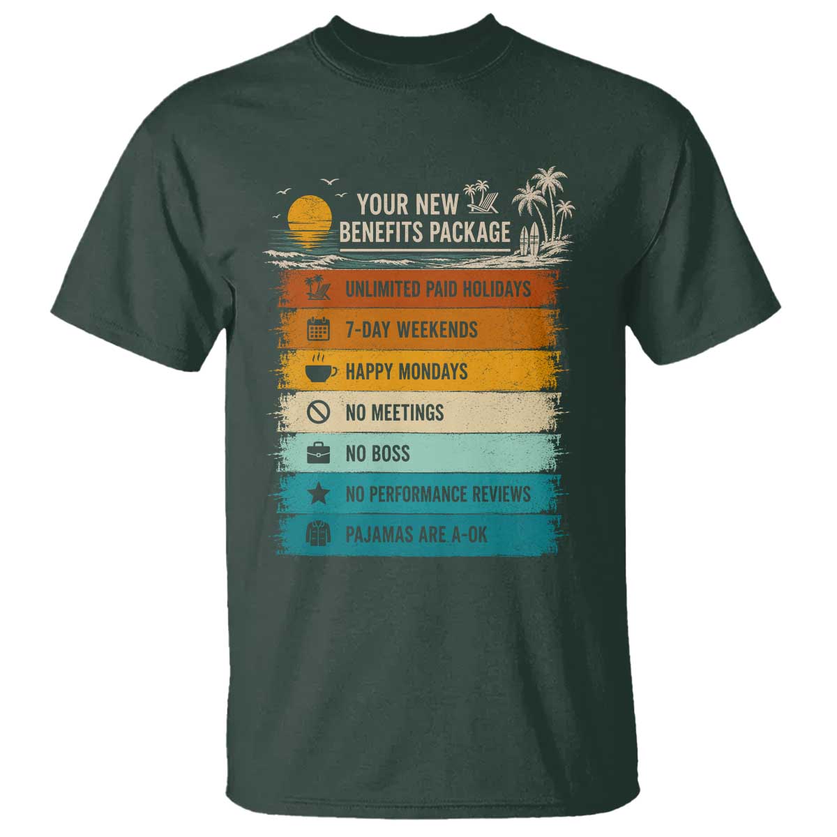 Funny Retirement Gift T Shirt New Benefits Package Retro Retired 2026 TS10 Dark Forest Green Print Your Wear