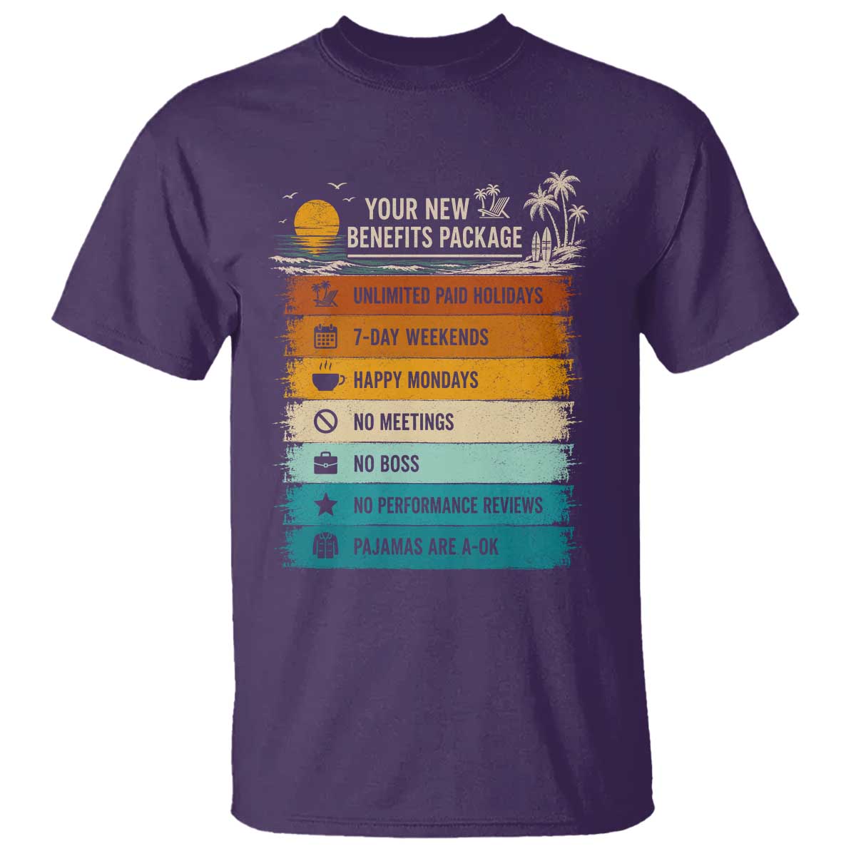 Funny Retirement Gift T Shirt New Benefits Package Retro Retired 2026 TS10 Purple Print Your Wear
