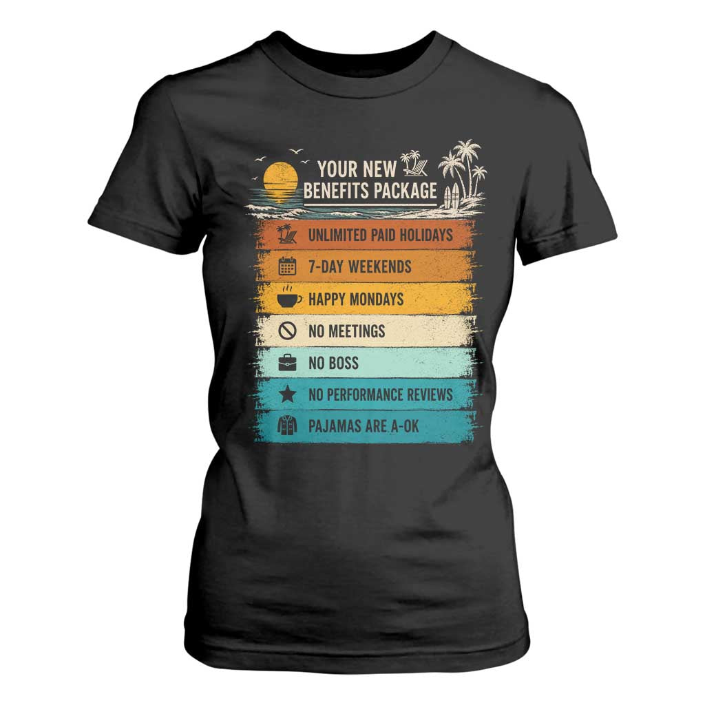 Funny Retirement Gift T Shirt For Women New Benefits Package Retro Retired 2026 TS10 Black Print Your Wear