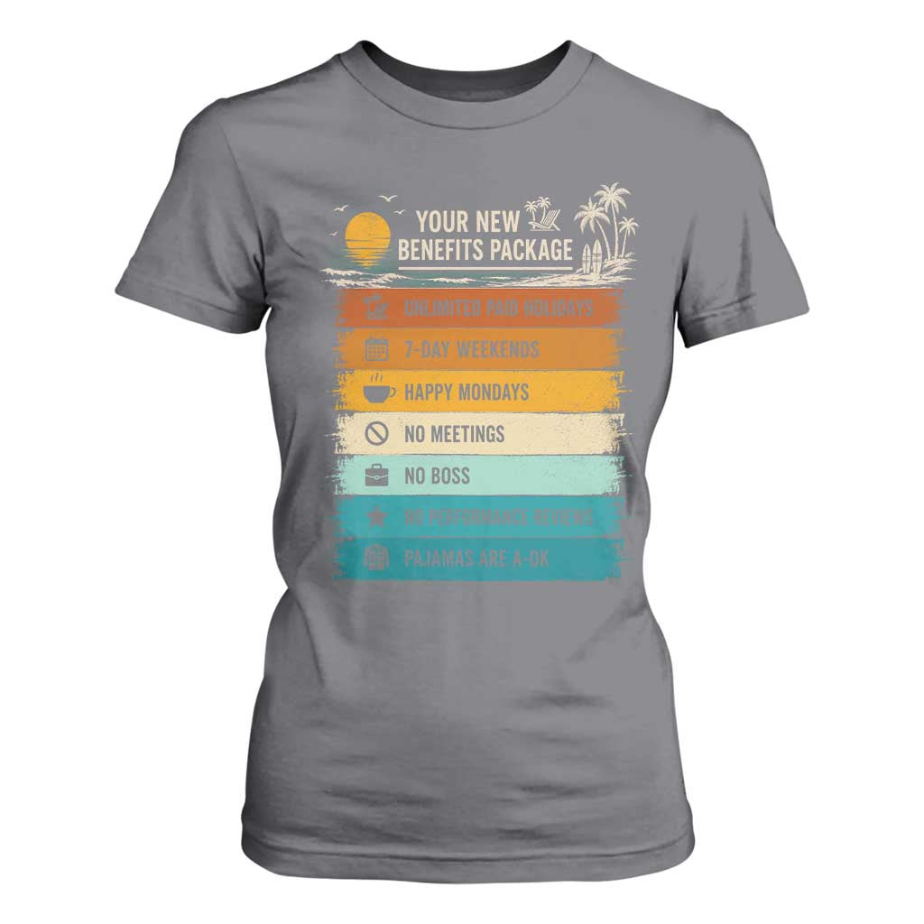 Funny Retirement Gift T Shirt For Women New Benefits Package Retro Retired 2026 TS10 Charcoal Print Your Wear
