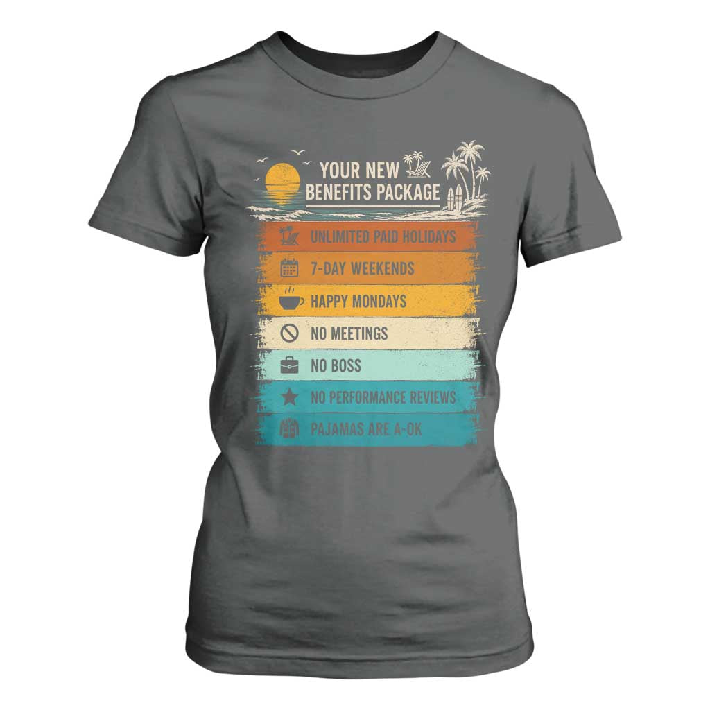 Funny Retirement Gift T Shirt For Women New Benefits Package Retro Retired 2026 TS10 Dark Heather Print Your Wear