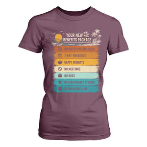 Funny Retirement Gift T Shirt For Women New Benefits Package Retro Retired 2026 TS10 Maroon Print Your Wear