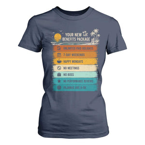 Funny Retirement Gift T Shirt For Women New Benefits Package Retro Retired 2026 TS10 Navy Print Your Wear