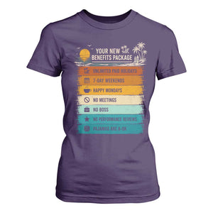 Funny Retirement Gift T Shirt For Women New Benefits Package Retro Retired 2026 TS10 Purple Print Your Wear