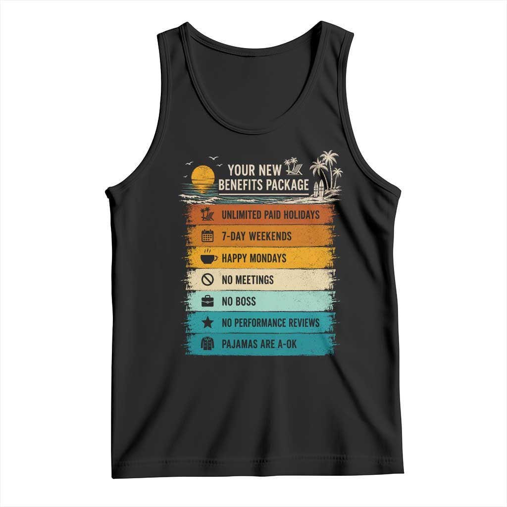 Funny Retirement Gift Tank Top New Benefits Package Retro Retired 2026 TS10 Black Print Your Wear
