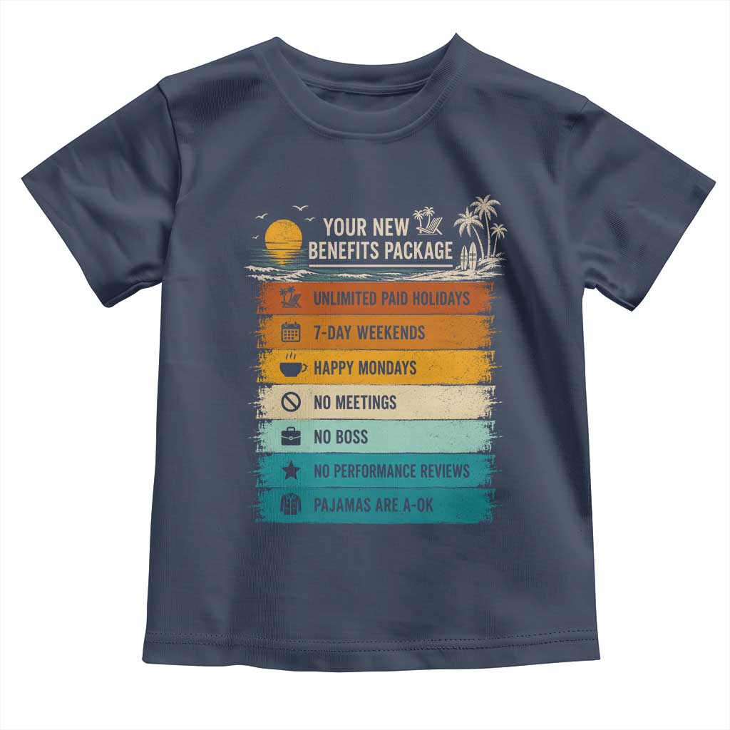 Funny Retirement Gift Toddler T Shirt New Benefits Package Retro Retired 2026 TS10 Navy Print Your Wear