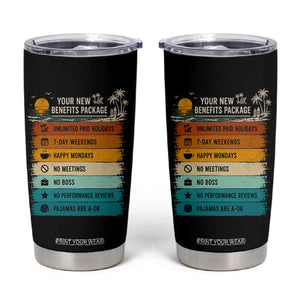 Funny Retirement Gift Tumbler Cup New Benefits Package Retro Retired 2026 TS10 Black Print Your Wear