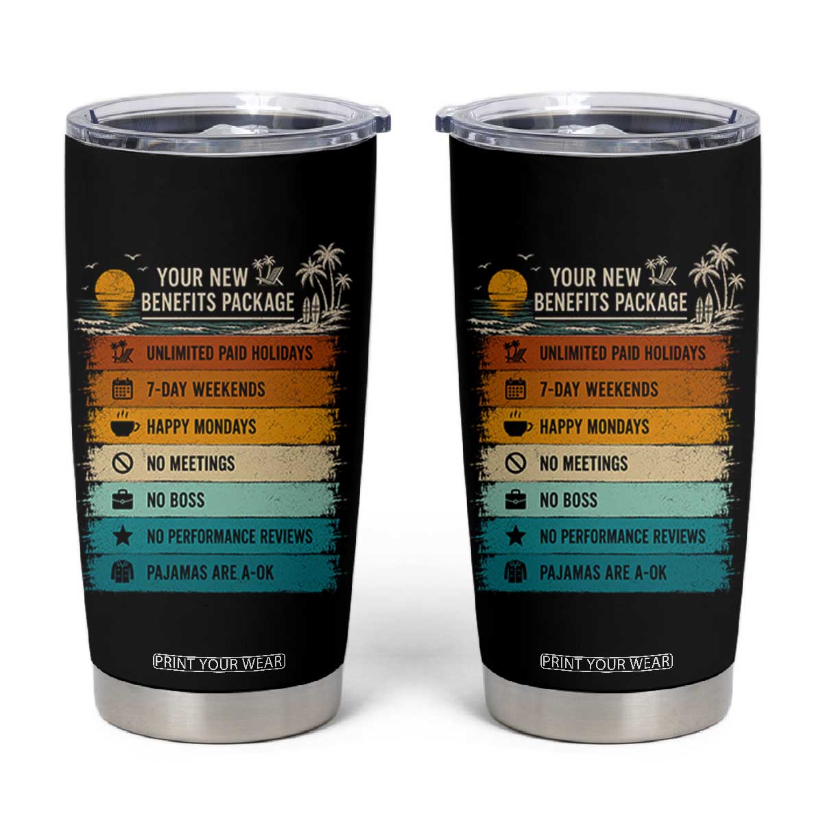 Funny Retirement Gift Tumbler Cup New Benefits Package Retro Retired 2026 TS10 Black Print Your Wear