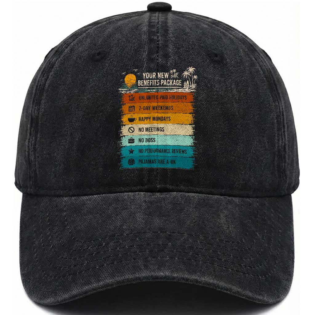 Funny Retirement Gift Washed Cotton Baseball Cap New Benefits Package Retro Retired 2026 TS10 Print Your Wear