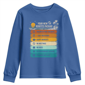Funny Retirement Gift Youth Sweatshirt New Benefits Package Retro Retired 2026 TS10 Royal Blue Print Your Wear