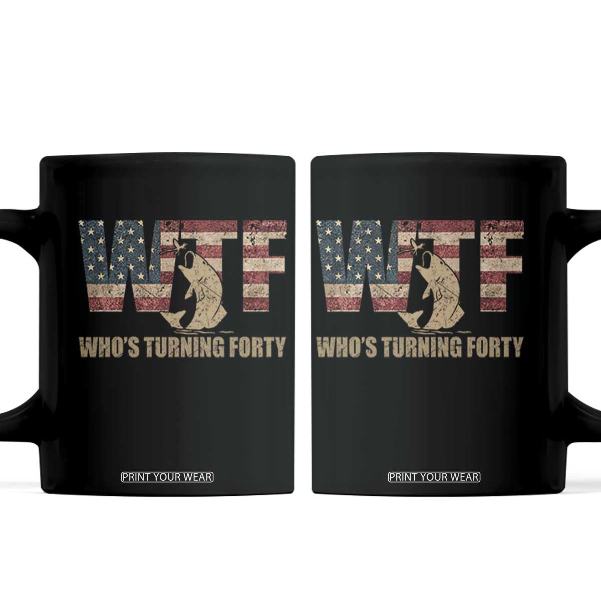 40th Birthday Coffee Mug Funny WTF Whos Turning Forty Vintage Fishing 40 Year Old Gift TS10 Black Print Your Wear