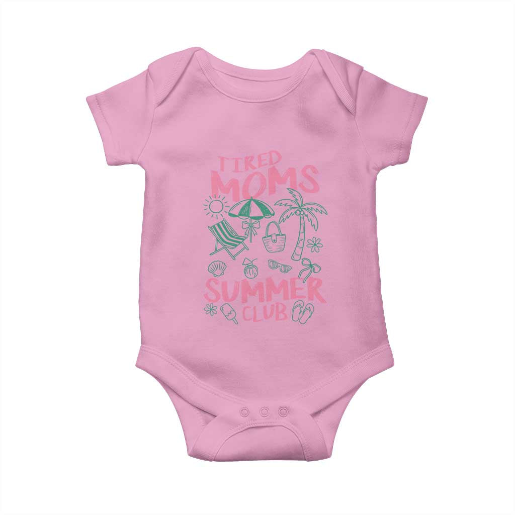 Retro Tired Moms Summer Club Baby Onesie Funny Mama Beach Vacation Gift