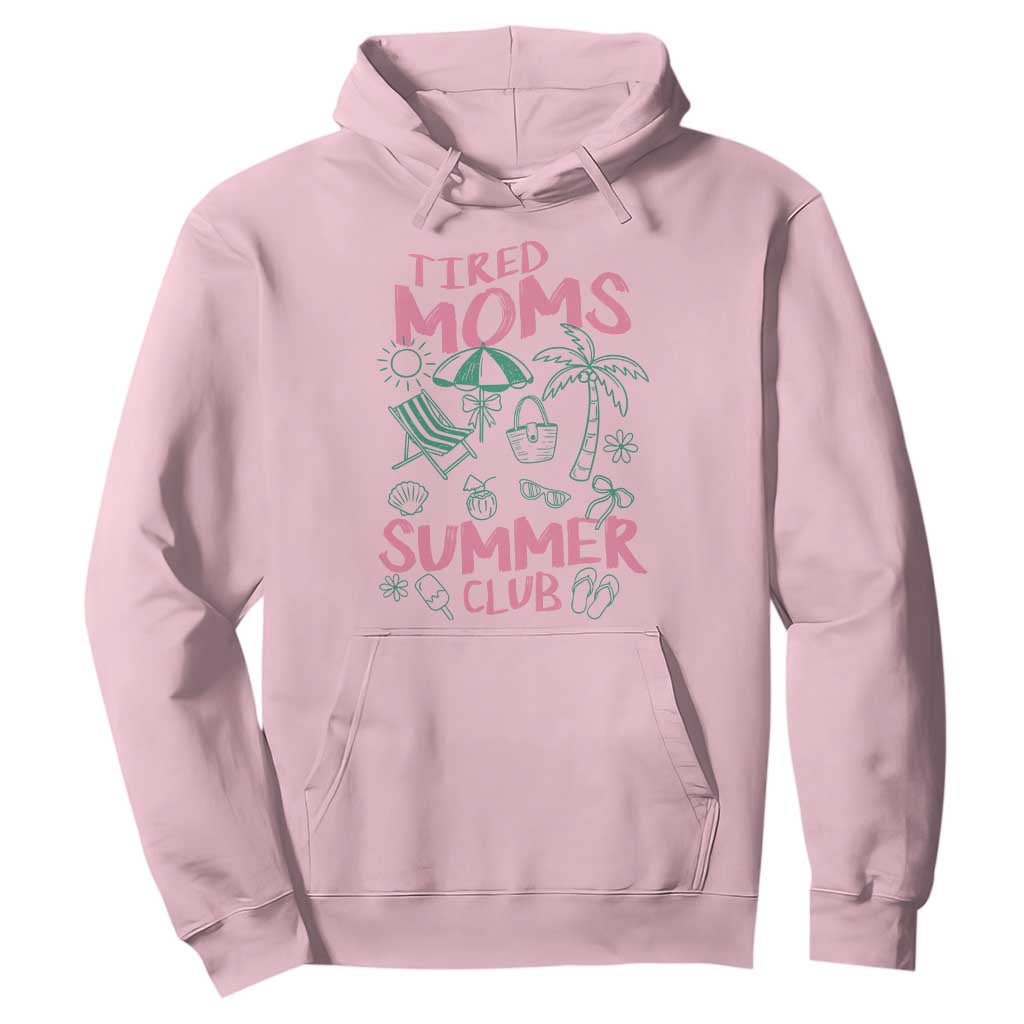 Retro Tired Moms Summer Club Hoodie Funny Mama Beach Vacation Gift