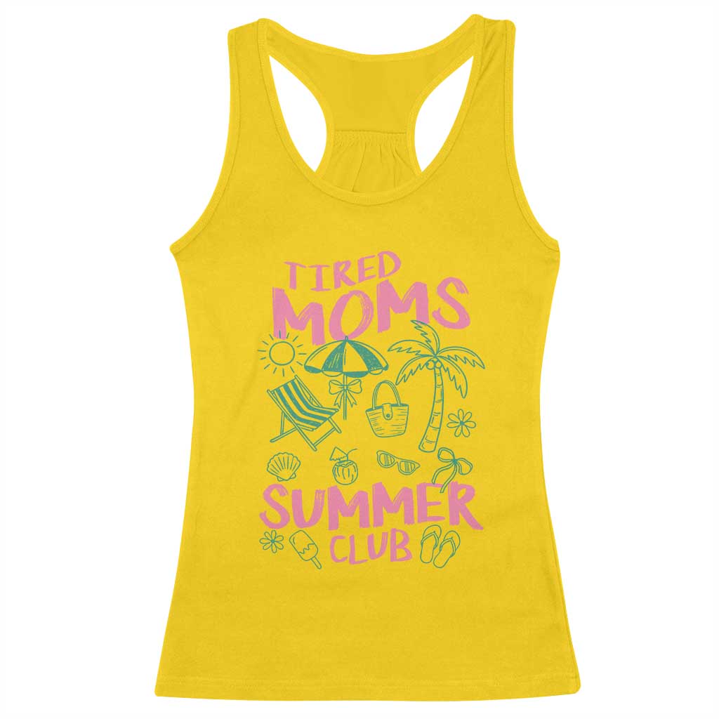 Retro Tired Moms Summer Club Racerback Tank Top Funny Mama Beach Vacation Gift