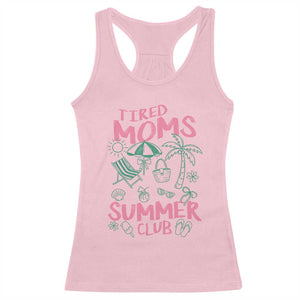 Retro Tired Moms Summer Club Racerback Tank Top Funny Mama Beach Vacation Gift
