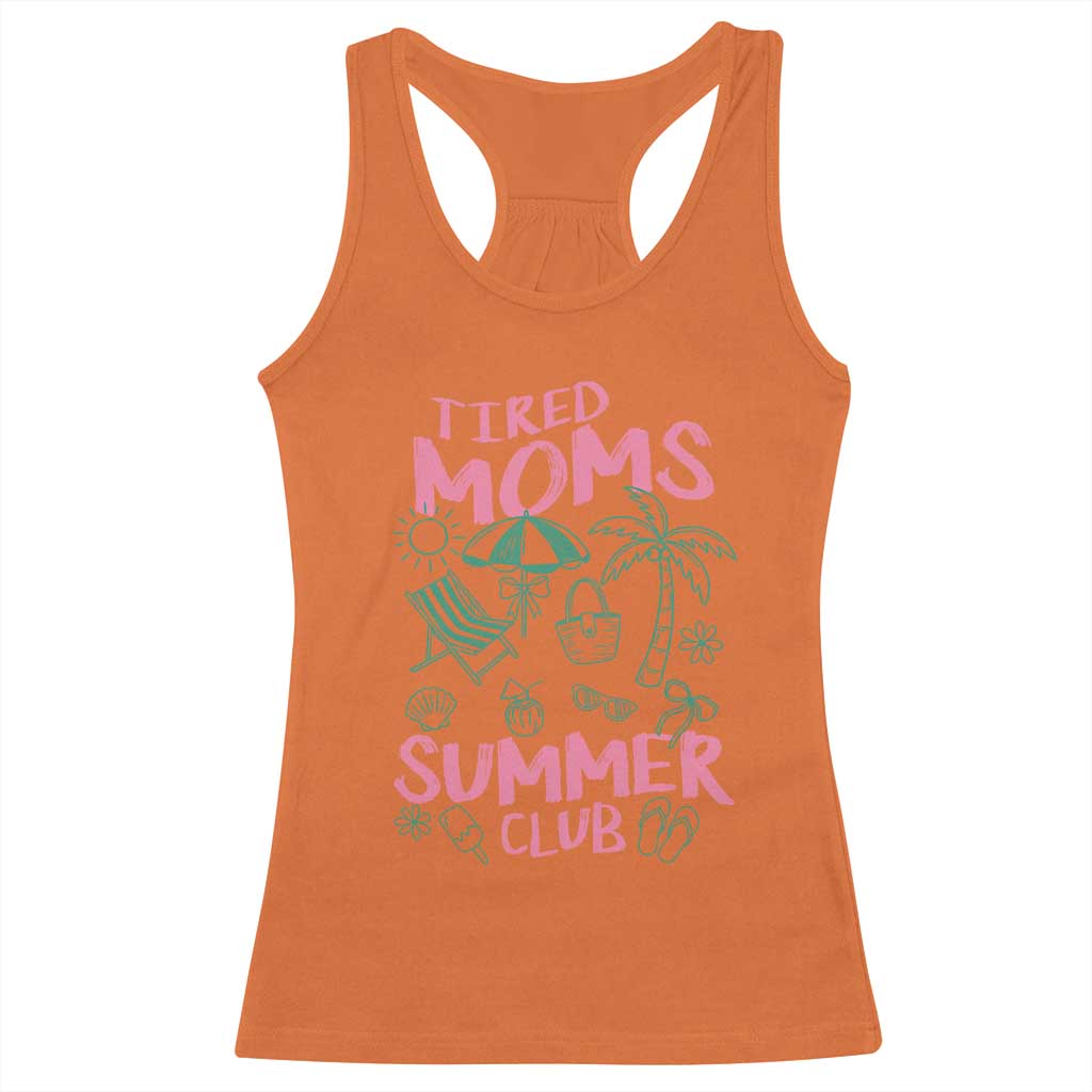 Retro Tired Moms Summer Club Racerback Tank Top Funny Mama Beach Vacation Gift