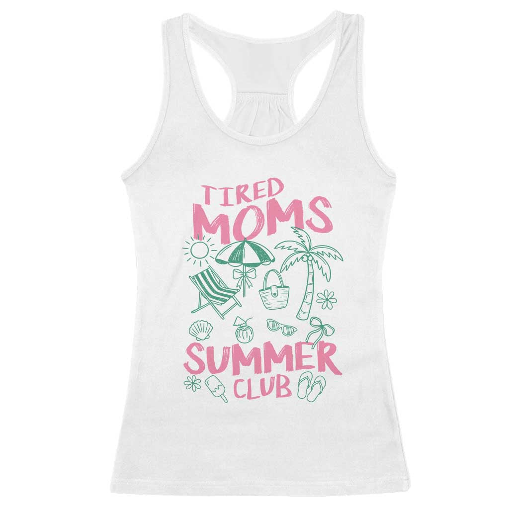 Retro Tired Moms Summer Club Racerback Tank Top Funny Mama Beach Vacation Gift