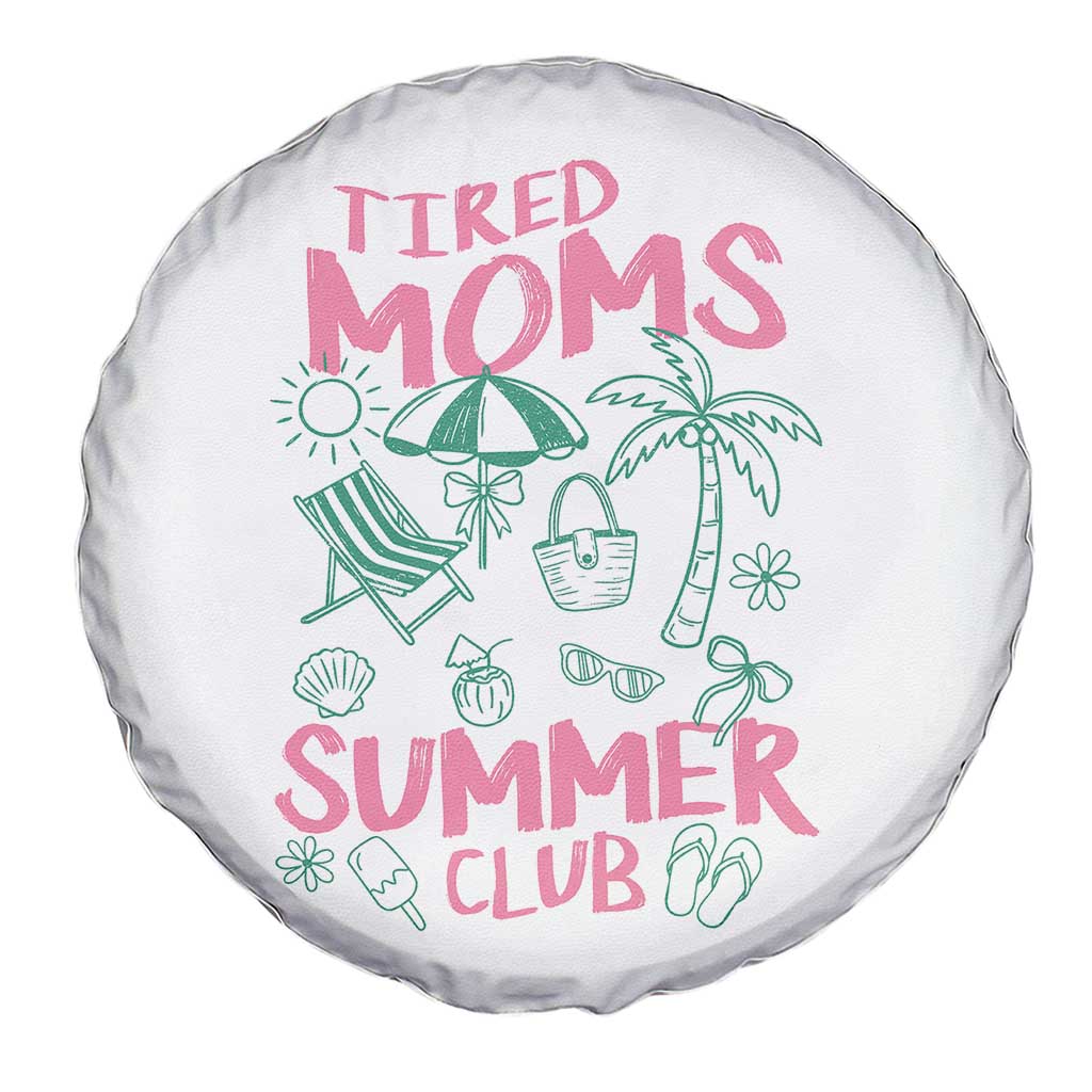 Retro Tired Moms Summer Club Spare Tire Cover Funny Mama Beach Vacation Gift