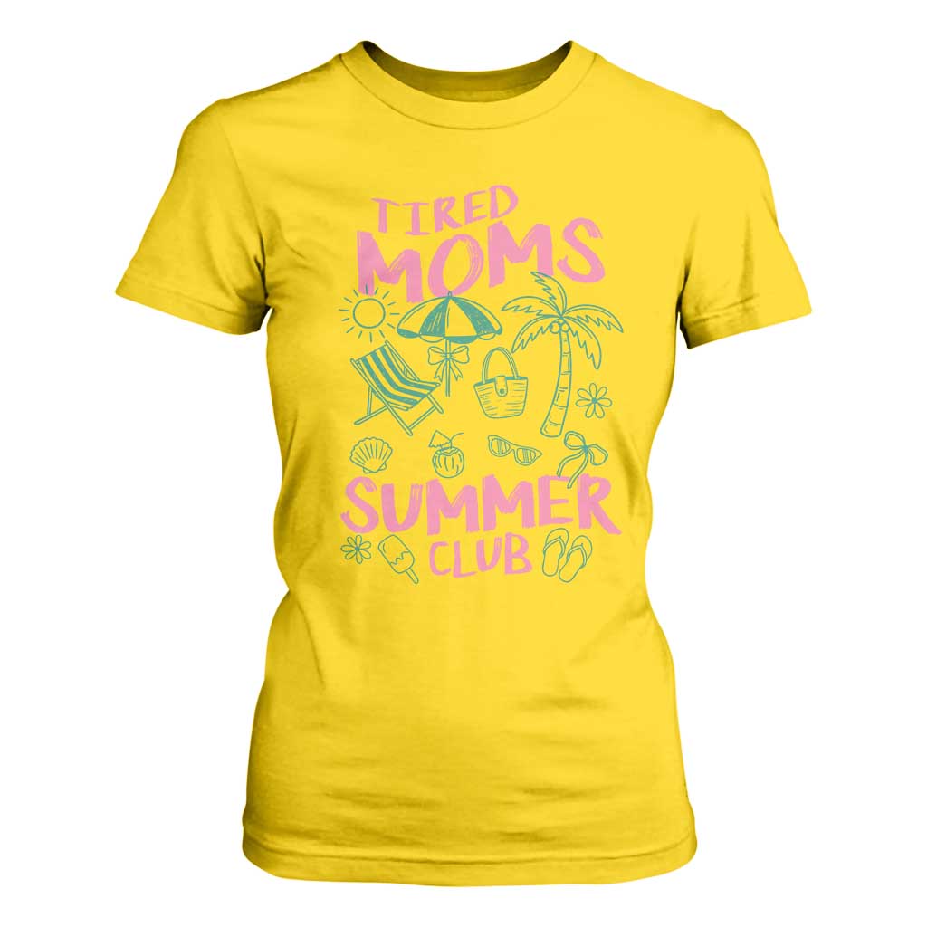 Retro Tired Moms Summer Club T Shirt For Women Funny Mama Beach Vacation Gift
