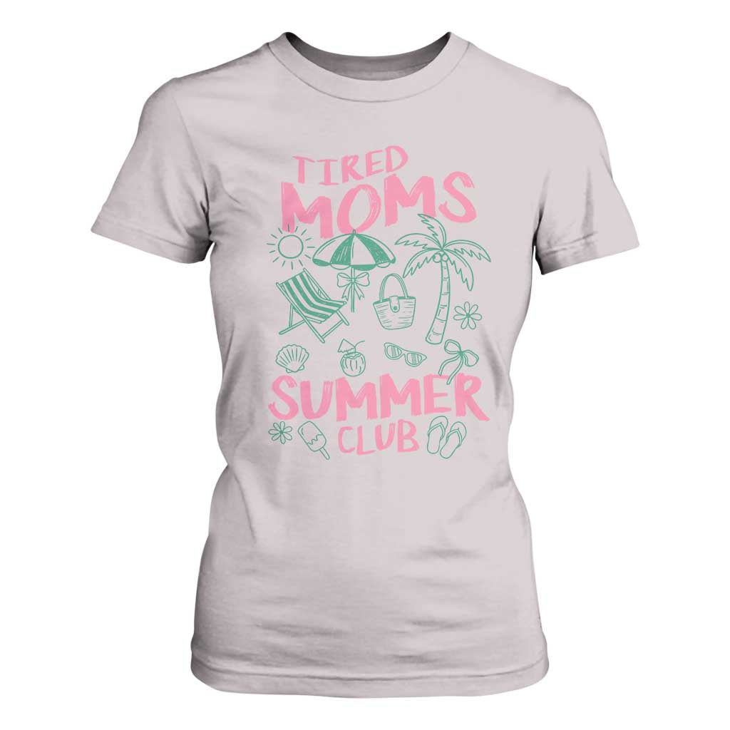 Retro Tired Moms Summer Club T Shirt For Women Funny Mama Beach Vacation Gift