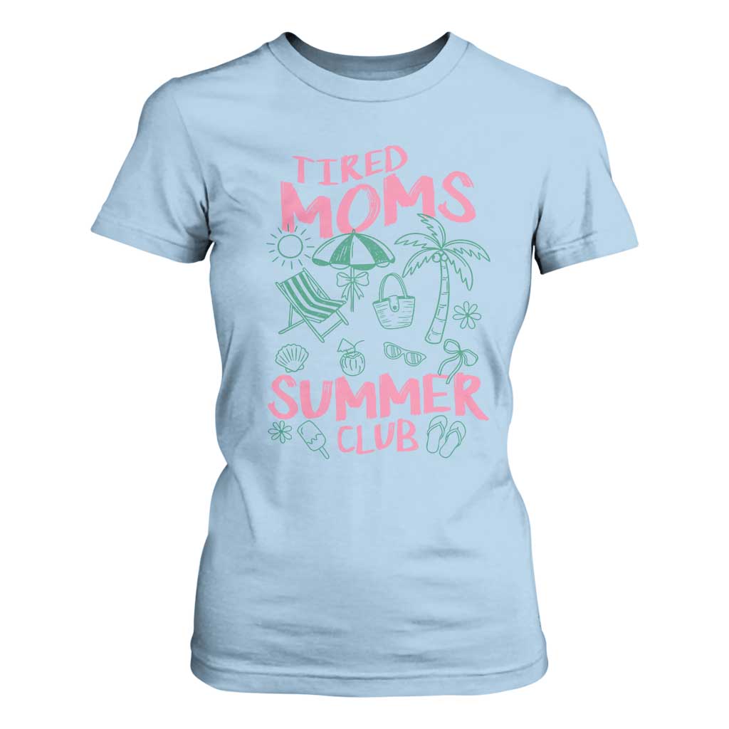 Retro Tired Moms Summer Club T Shirt For Women Funny Mama Beach Vacation Gift