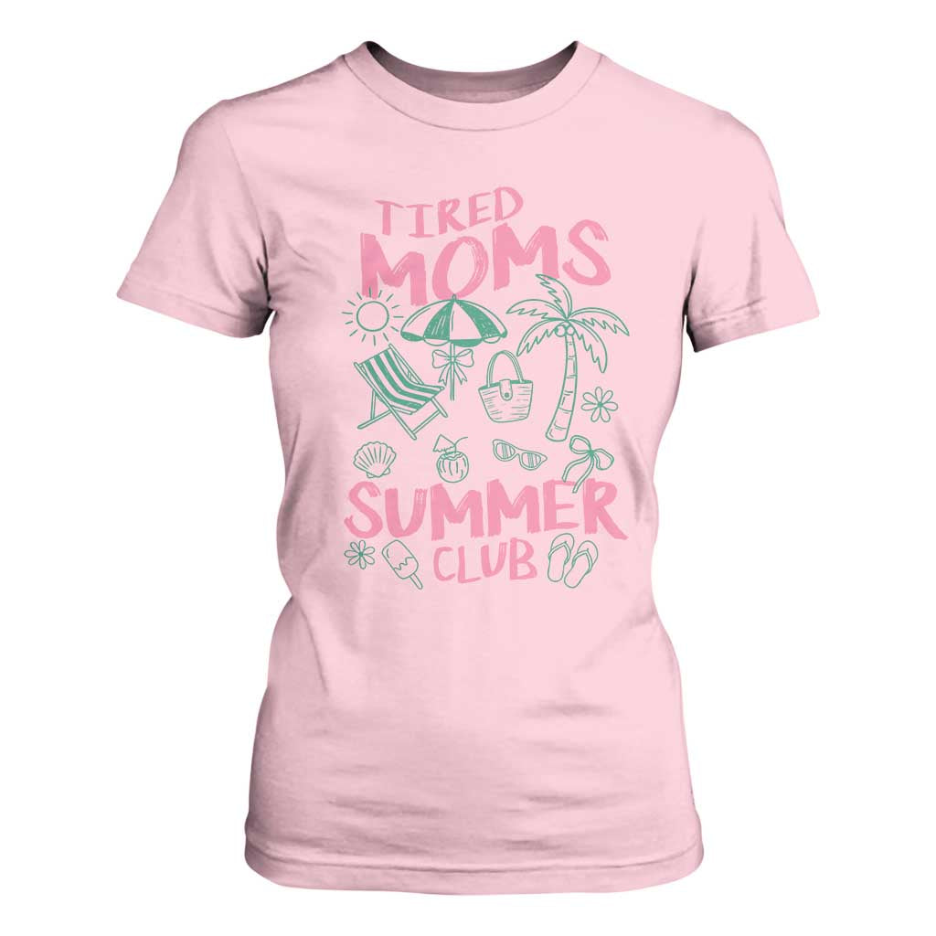 Retro Tired Moms Summer Club T Shirt For Women Funny Mama Beach Vacation Gift