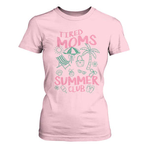 Retro Tired Moms Summer Club T Shirt For Women Funny Mama Beach Vacation Gift