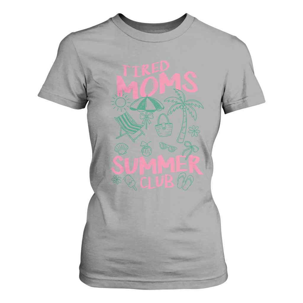 Retro Tired Moms Summer Club T Shirt For Women Funny Mama Beach Vacation Gift