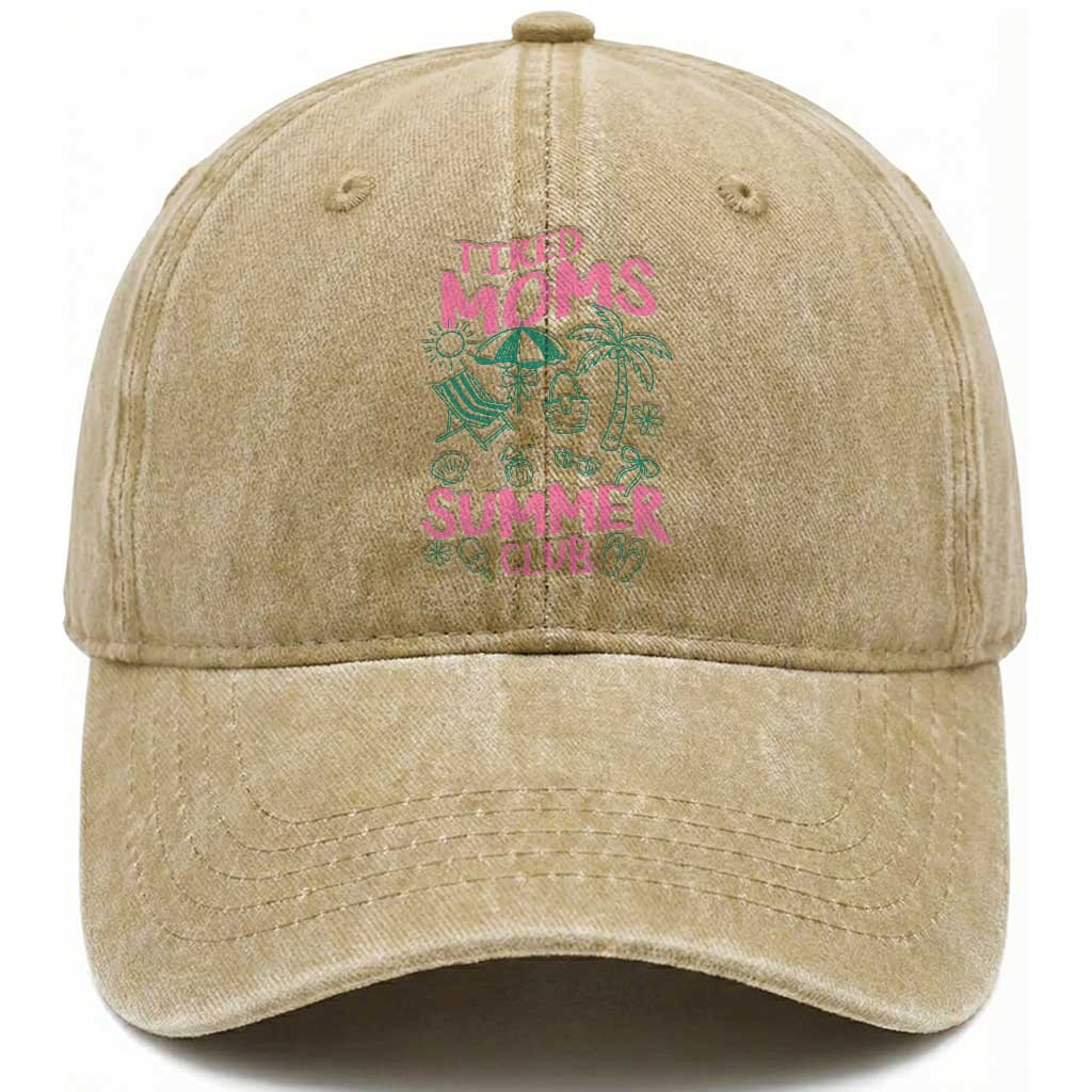 Retro Tired Moms Summer Club Washed Cotton Baseball Cap Funny Mama Beach Vacation Gift