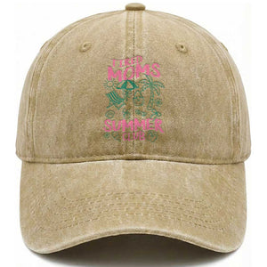 Retro Tired Moms Summer Club Washed Cotton Baseball Cap Funny Mama Beach Vacation Gift