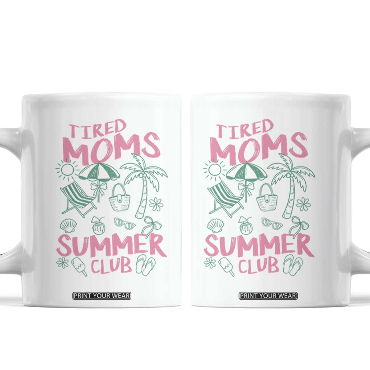 Retro Tired Moms Summer Club Coffee Mug Funny Mama Beach Vacation Gift