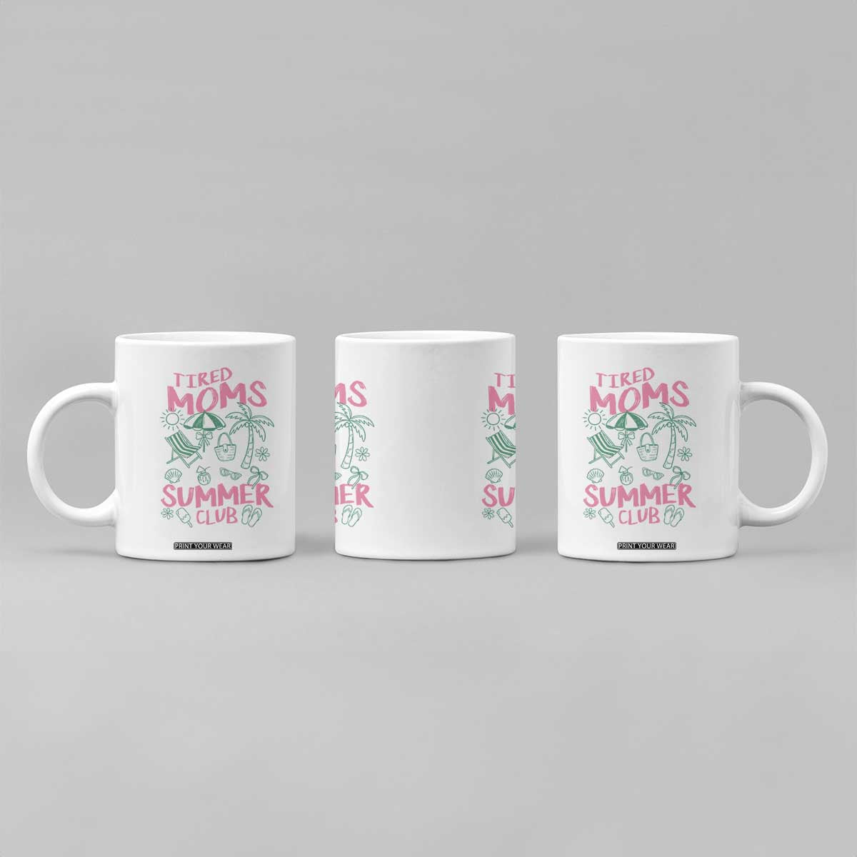 Retro Tired Moms Summer Club Coffee Mug Funny Mama Beach Vacation Gift