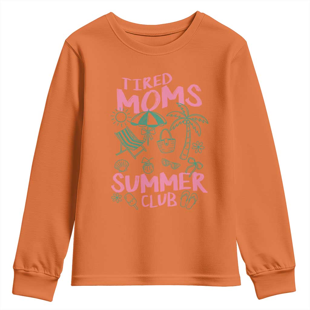 Retro Tired Moms Summer Club Youth Sweatshirt Funny Mama Beach Vacation Gift