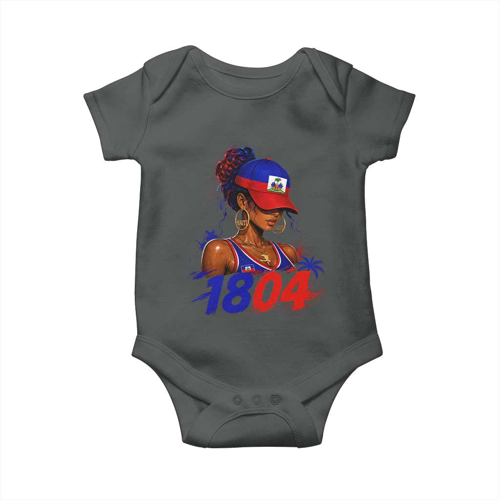 Haitian Revolution 1804 Baby Onesie Haiti Flag Independence Day Haitian Girl Graphic TS10 Dark Heather Print Your Wear