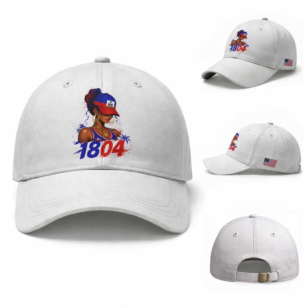 Haitian Revolution 1804 Baseball Cap Haiti Flag Independence Day Haitian Girl Graphic TS10 Baseball Cap Universal Fit White Print Your Wear