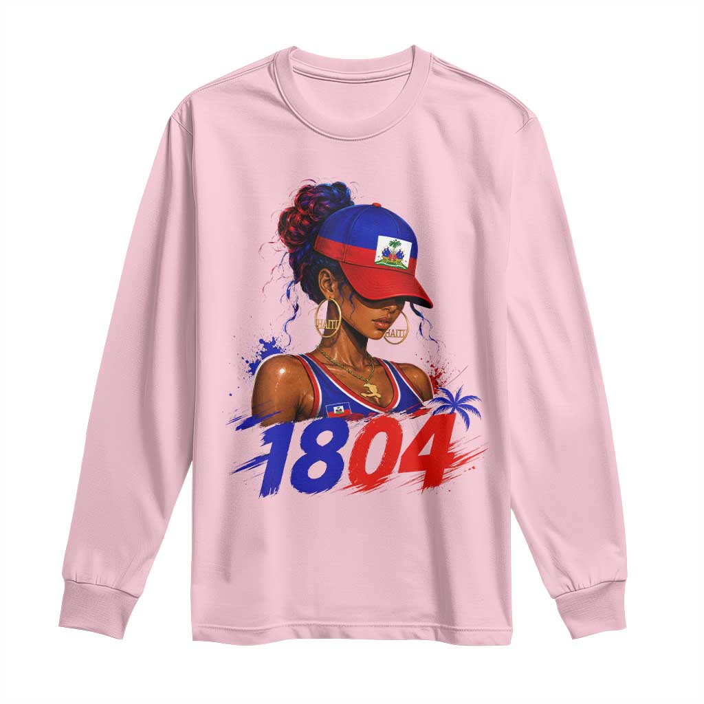Haitian Revolution 1804 Long Sleeve Shirt Haiti Flag Independence Day Haitian Girl Graphic TS10 Light Pink Print Your Wear