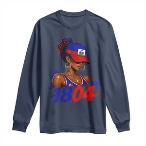 Haitian Revolution 1804 Long Sleeve Shirt Haiti Flag Independence Day Haitian Girl Graphic TS10 Navy Print Your Wear