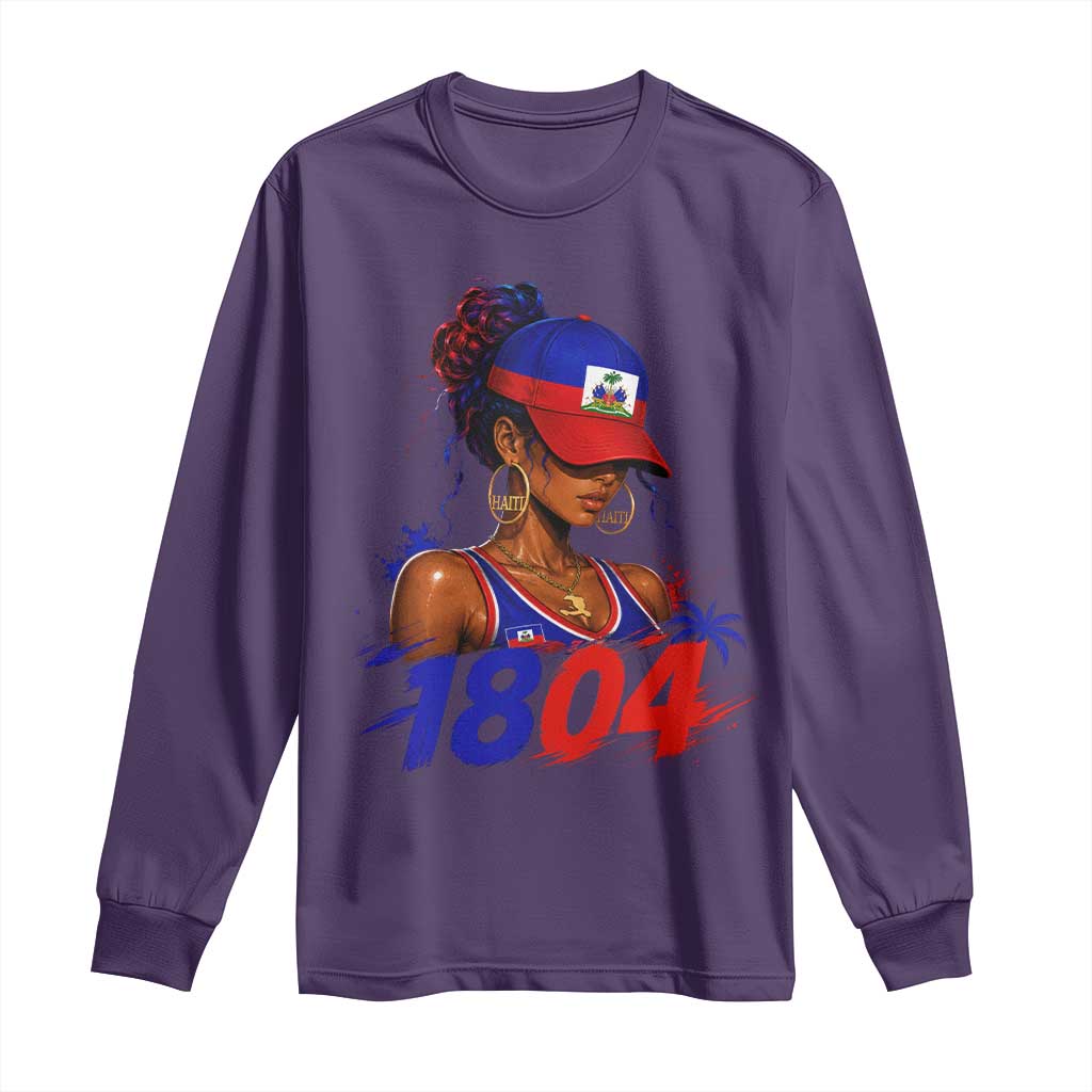Haitian Revolution 1804 Long Sleeve Shirt Haiti Flag Independence Day Haitian Girl Graphic TS10 Purple Print Your Wear