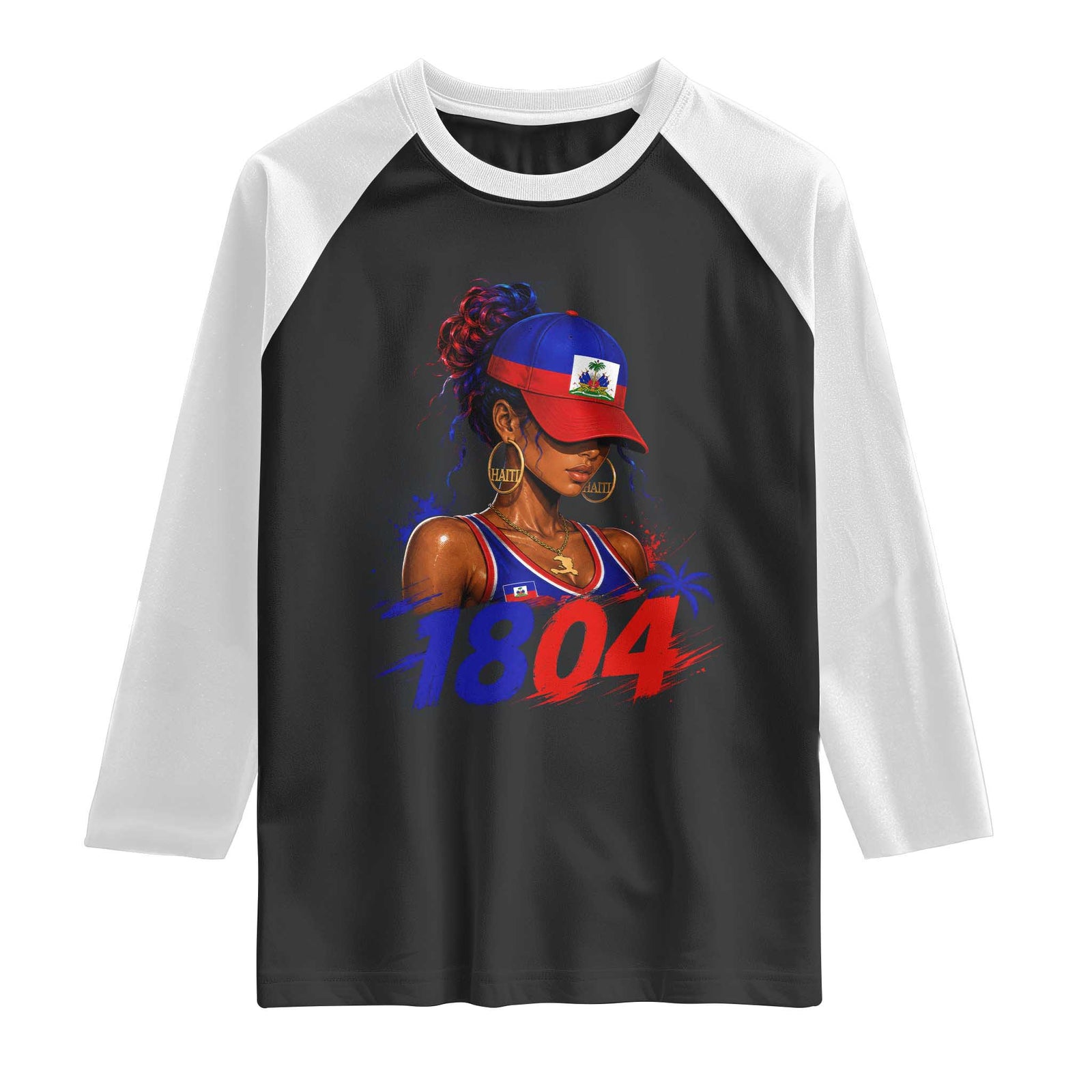Haitian Revolution 1804 Raglan Shirt Haiti Flag Independence Day Haitian Girl Graphic TS10 Black White Print Your Wear