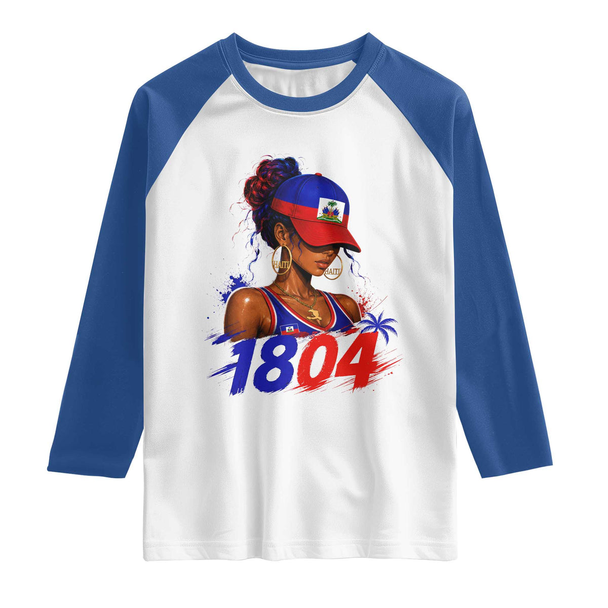 Haitian Revolution 1804 Raglan Shirt Haiti Flag Independence Day Haitian Girl Graphic TS10 White Royal Print Your Wear