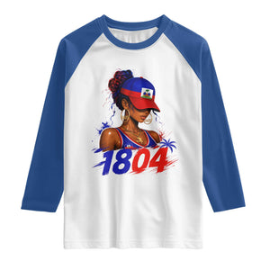 Haitian Revolution 1804 Raglan Shirt Haiti Flag Independence Day Haitian Girl Graphic TS10 White Royal Print Your Wear
