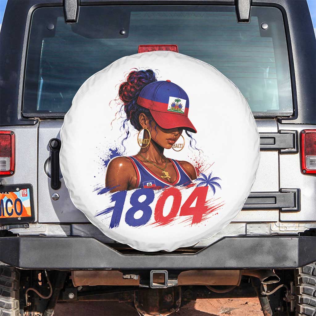 Haitian Revolution 1804 Spare Tire Cover Haiti Flag Independence Day Haitian Girl Graphic TS10 No hole White Print Your Wear