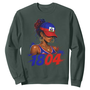 Haitian Revolution 1804 Sweatshirt Haiti Flag Independence Day Haitian Girl Graphic TS10 Dark Forest Green Print Your Wear